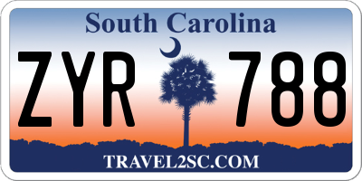 SC license plate ZYR788