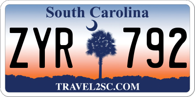 SC license plate ZYR792