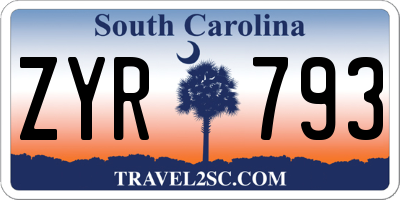 SC license plate ZYR793