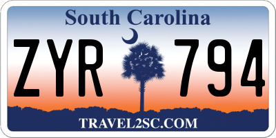 SC license plate ZYR794