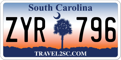 SC license plate ZYR796
