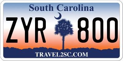SC license plate ZYR800