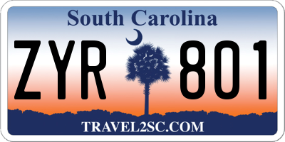 SC license plate ZYR801