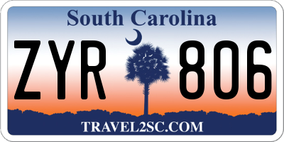 SC license plate ZYR806