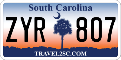 SC license plate ZYR807