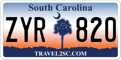 SC license plate ZYR820