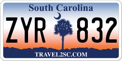 SC license plate ZYR832