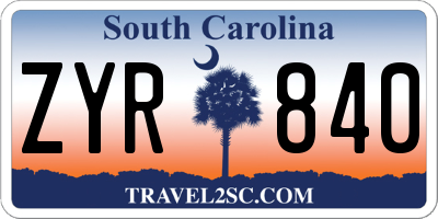 SC license plate ZYR840