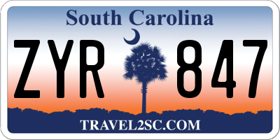SC license plate ZYR847