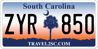 SC license plate ZYR850