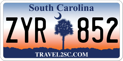 SC license plate ZYR852
