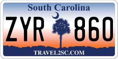 SC license plate ZYR860