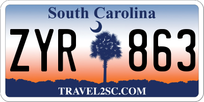 SC license plate ZYR863