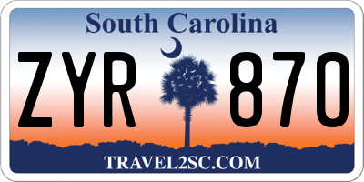 SC license plate ZYR870