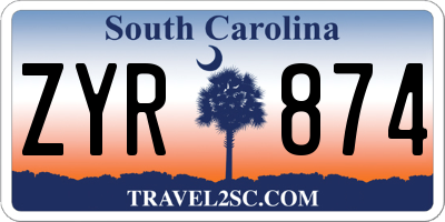 SC license plate ZYR874