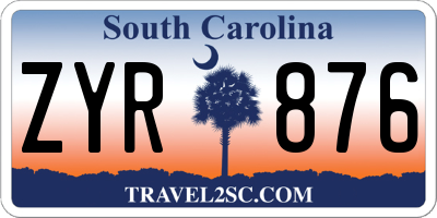 SC license plate ZYR876