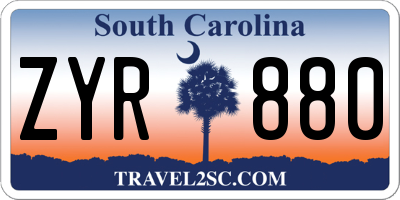 SC license plate ZYR880