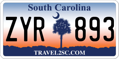 SC license plate ZYR893