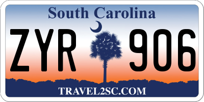 SC license plate ZYR906
