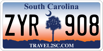 SC license plate ZYR908