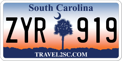 SC license plate ZYR919