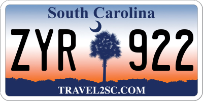 SC license plate ZYR922