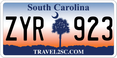 SC license plate ZYR923
