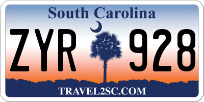 SC license plate ZYR928