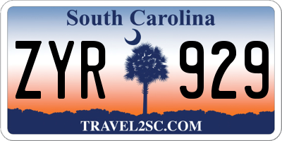 SC license plate ZYR929