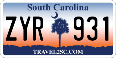 SC license plate ZYR931