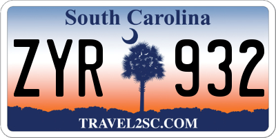 SC license plate ZYR932