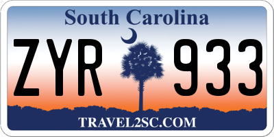SC license plate ZYR933