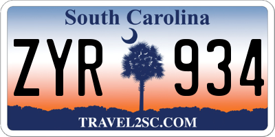 SC license plate ZYR934