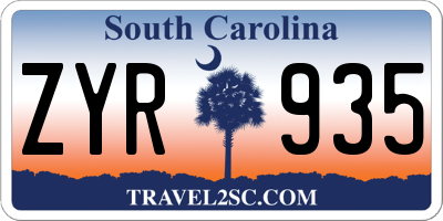 SC license plate ZYR935