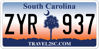 SC license plate ZYR937