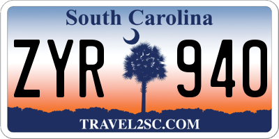 SC license plate ZYR940