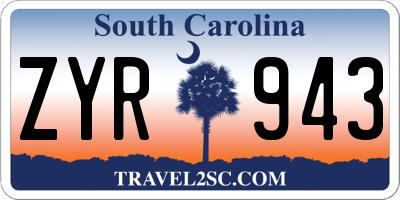SC license plate ZYR943