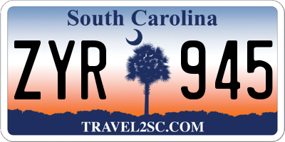 SC license plate ZYR945