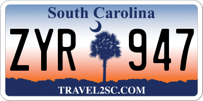 SC license plate ZYR947