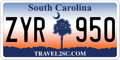 SC license plate ZYR950