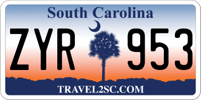 SC license plate ZYR953