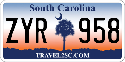 SC license plate ZYR958