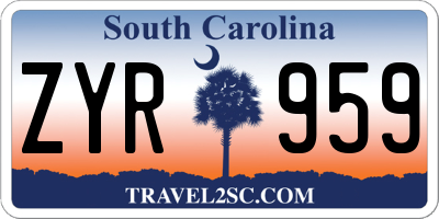 SC license plate ZYR959