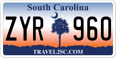 SC license plate ZYR960