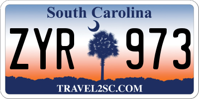 SC license plate ZYR973
