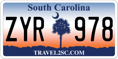 SC license plate ZYR978