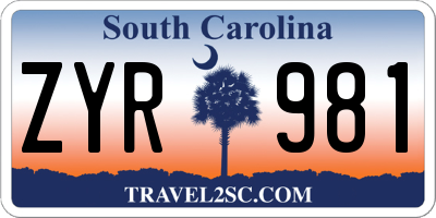 SC license plate ZYR981