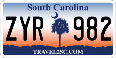 SC license plate ZYR982