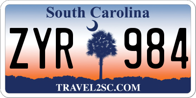 SC license plate ZYR984