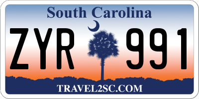 SC license plate ZYR991